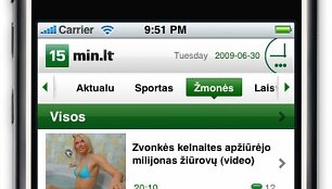 15min.lt aplikacija &bdquo;iPhone&ldquo; telefonuose