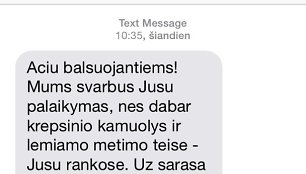 A. Ručienės rinkimų agitacija SMS.