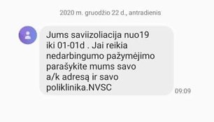 Sukčių siunčiama žinutė