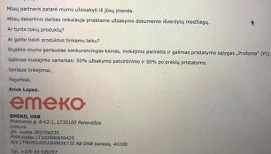 Tariamai i&scaron; bendrovės &bdquo;Emeko&ldquo; siunčiamas virusų platinimo lai&scaron;kas