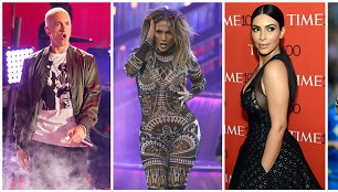 Eminemas, Jennifer Lopez, Kim Kardashian ir Cristiano Ronaldo