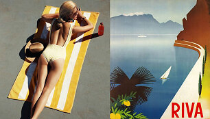 Modelis Ashley Smith &bdquo;The Telegraph&ldquo; dienra&scaron;tis, 2012 balandis / Vintažinis &bdquo;Italy Riva Torbole Lake Garda Travel&ldquo; plakatas, 1950 Italija