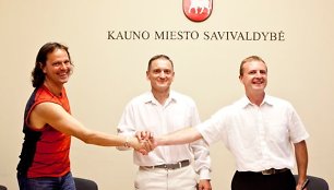 Kauno kino studijos krikštatėviai: Vytautas Balsys, Stanislovas Buškevičius ir Edvinas Bindokas