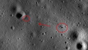&bdquo;Apollo 14&ldquo; nusileidimo vieta ir žmonių pėdsakai.