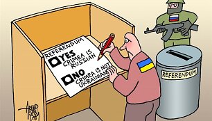 Neteisėtas referendumas dėl Krymo: pasaulio karikatūristai juokiasi