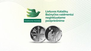 Moneta skirta Lietuvos Katalikų Bažnyčios vaidmeniui neginkluotame pasipriešinime