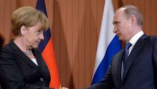 Vokietijos kanclere Angela Merkel ir Rusijos prezidentas Vladimiras Putinas