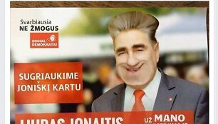 Karikatūra su Joni&scaron;kio socialdemokratu Liudu Jonaičiu