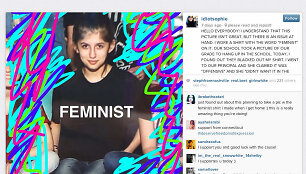Sophie sulaukė prie&scaron;i&scaron;kumo dėl to, kad jos mar&scaron;kinėliai buvo su užra&scaron;u &bdquo;feministė&ldquo;.