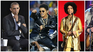 Barackas Obama, Bruno Marsas, Prince'as, Justinas Timberlake'as ir Willas Smithas