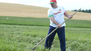 Aleksandras Lukašenka mokė Gerardą Depardieu šienauti