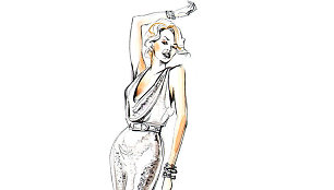 Jeano Paulio Gaultier kurtas Kylie Minogue sceninio kostiumo eskizas
