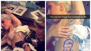 Gausią Lady Gagos tatuiruočių kolekciją papildė Davido Bowie portretas