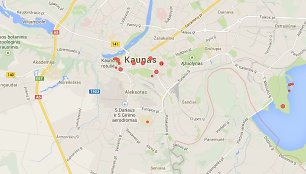 Kaunas be Nemuno vagos „Google“ žemėlapiuose