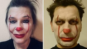 Au&scaron;ra Papirtienė ir Robertas &Scaron;arknickas savo feisbuko profiliuose publikavo nuotraukas, kur patys yra virtę &bdquo;klounais&ldquo;. 