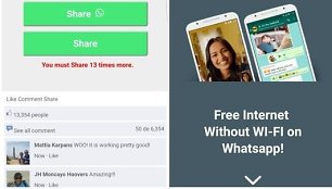 Nauja apgaulė „WhatsApp“ – siūlo nemokamą internetą be Wi-Fi