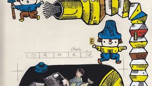 Algirdo Steponavičiaus iliustracija pasakai „Baisusis dulkių siurblys“, 1967 m.