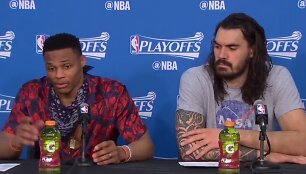 Russellas Westbrookas ir Stevenas Adamsas