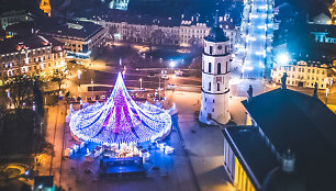 Vilniaus Kalėdų eglė iš paukščio skrydžio