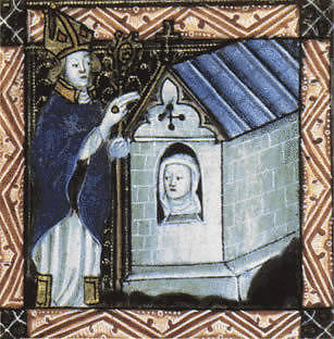 Wikimedia Commons pav./Vyskupas laimina anachoretę, apie 1400 m. paveikslas