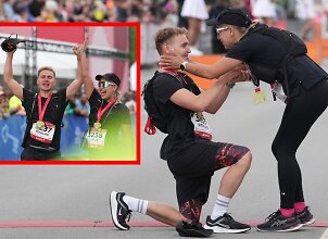 Sužadėtuvės &ndash; tarsi i&scaron; filmo: po 42 km maratono Lietuvos renginių vedėjas pasipir&scaron;o kartu bėgusiai mylimajai