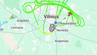 Vir&scaron; Vilniaus ratus sukantis lėktuvas