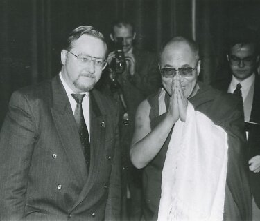 Dalai Lamos susitikimas su Vytautu Landsbergiu Auk&scaron;čiausioje Taryboje. 1991 rugsėjo 29 d.