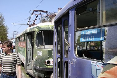 Sprogimas Dniepropetrovsko tramvajų stotyje