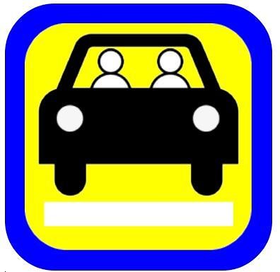 Susisiekimo ministerijos iliustr./Keleivių vežimo už atlygį lengvaisiais automobiliais pagal užsakymą ženklo pavyzdys