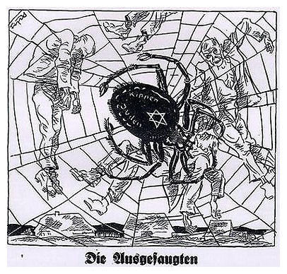 Istorinė karikatūra. Nacistinėje propagandoje žydai vaizduoti kaip vorai