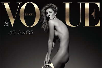 Su podiumu atsisveikinusi Gisele Bundchen „Vogue“ viršeliui pozavo visiškai nuoga