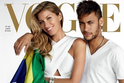 „Vogue“ viršeliui supermodelis Gisele Bundchen pozavo su futbolo žvaigžde Neymaru