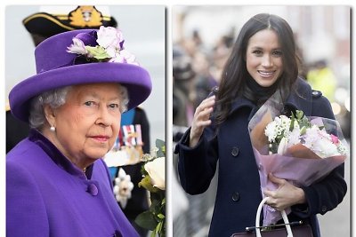 Jungtinės Karalystės karalienė Elizabeth II ir jos anūko sužadėtinė Meghan Markle