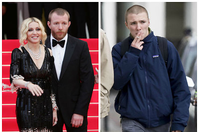 Madonna ir Guy Ritchie (2008 m.) ir jų sūnus Rocco (2016 m.)