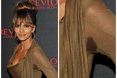 Halle Berry ant raudono kilimo pasirodė su šlapiomis nuo prakaito pažastimis