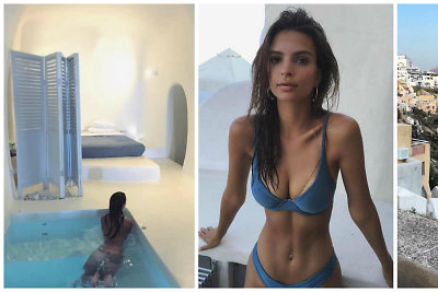 Emily Ratajkowski linkėjimai iš Santorino – modelis nusifotografavo visiškai nuoga baseine