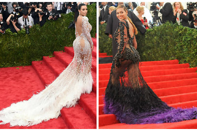 „Met Gala“ pokylyje pasirodžiusi Kim Kardashian apkaltinta nukopijavusi Beyonce suknelę