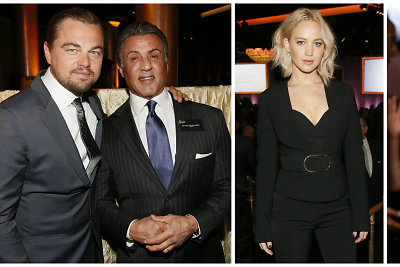 Leonardo DiCaprio ir Sylvesteris Stallone, Jennifer Lawrence ir Alicia Vikander