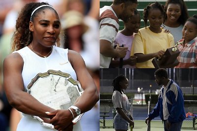 Serena Williams ir kadrai iš filmo „Williams metodas“