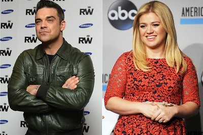 Įvertinkite: Robbie Williamsas ir Kelly Clarkson perdainavo 45 metų senumo dainą „Little Green Apples“