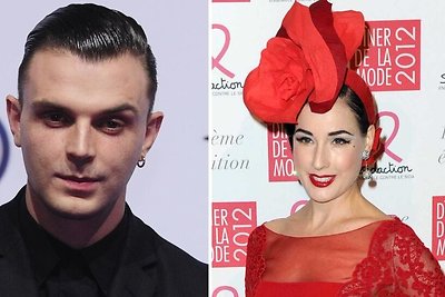 Viliokė Dita Von Teese aistringu bučiniu apdovanojo „Hurts“ vokalistą Theo Hutchcraftą