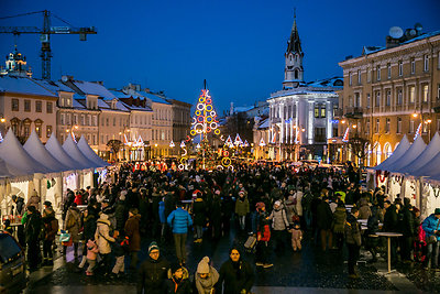 Vilniaus Rotušės aikštėje įžiebta Kalėdų eglė