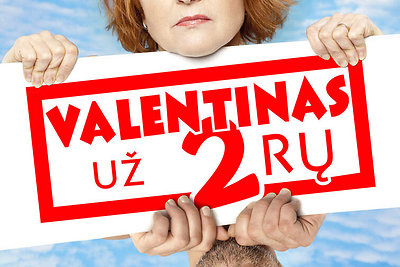 Filmo „Valentinas už 2rų“ plakatas su Asta Baukute ir Vaidotu Martinaičiu