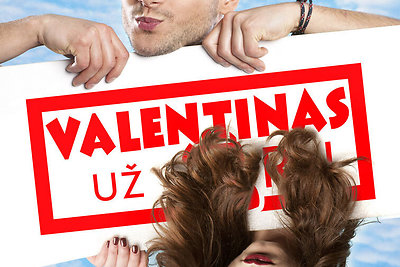 Filmo „Valentinas už 2rų“ plakatas su Vaidu Baumila ir Karina Stungyte