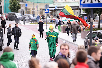 Krepšininkų sutiktuvių akimirka