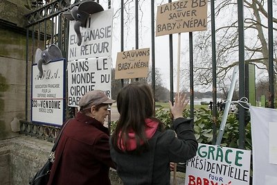 Protestuotojai Liono zoologijos sode