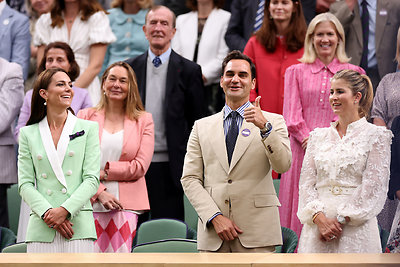 Rogeris Federeris su žmona Mirka ir Velso princesė Caterine