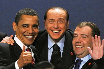 Barackas Obama, Silvio Berlusconi ir Dmitrijus Medvedevas