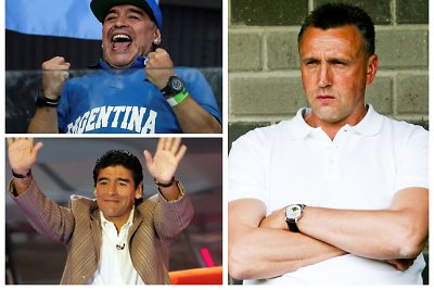 Diego Maradona ir Valdas Ivanauskas / Scanpix ir Šarūno Mažeikos nuotr.