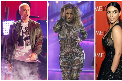 Eminemas, Jennifer Lopez, Kim Kardashian ir Cristiano Ronaldo